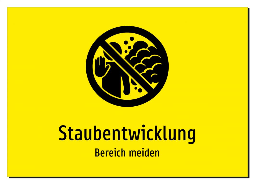 36701-DE-S-06 | Staubentwicklung - Bereich meiden | Aluminiumschild A5, 210 x 148mm | mit Symbolgrafik und Text