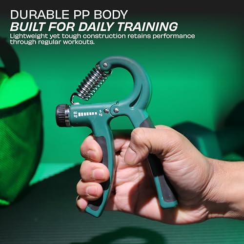 Image of Nivia Hand Grip 2.0 for men and women with 5 to 60 kg adjustable resistance, Steel spring, Anti-slip grip, Durable, Grip For Forearm Strength Training (Green)