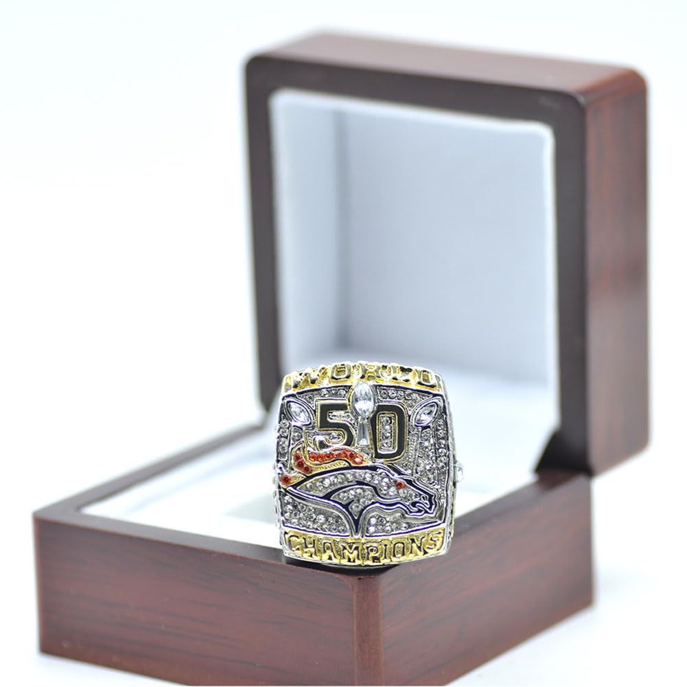 Bague De Championnat des Broncos 2015 - Bijou avec Gravure en Relief 3D À Collectionner pour Les Fans La Famille Et Les Amis Cadeau Commémoratif Idéal pour La Ligue De Football