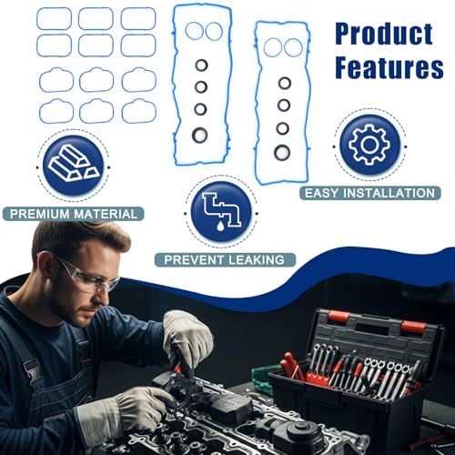 Image of 3.6L Valve Cover Intake Manifold Gasket Set Compatible with Jeep Dodge Chrysler 200 300 Wrangler Cherokee Journey Challenger Charger Durango Ram 1500 ProMaster 3.6 V6 2011-2020 VS50805R 5184596AE