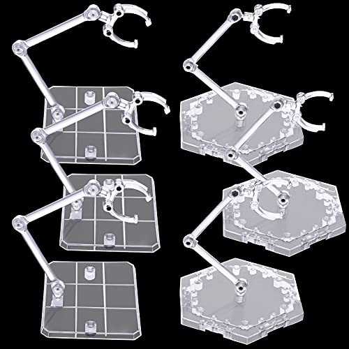 6 Pieces Action Figure Stand, 5-12 Inch Clear Dolls Stand for Humanoid Display Support Compatible with HG RG SD SHF Gundam 1/144