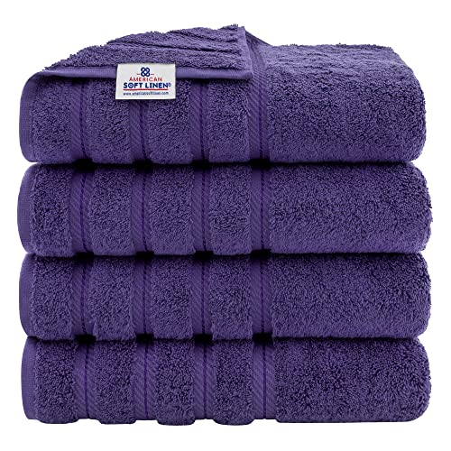 American Soft Linen Luxury 4 Piece Bath Towel Set, 100 Turkish Cotton Bath Towels for Bathroom