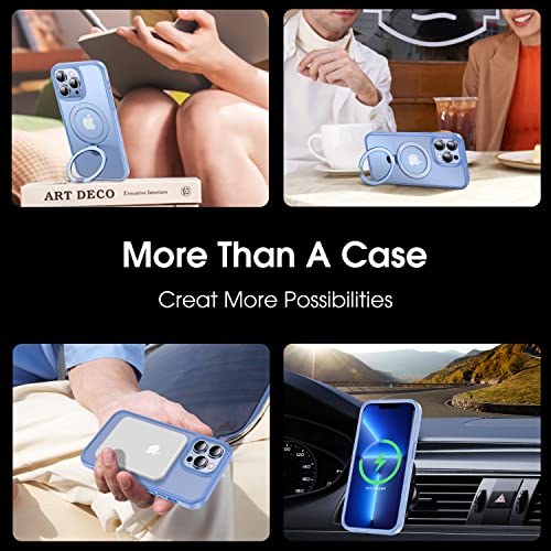 Image of CASEKOO Designed for iPhone 13 Pro Case with Magnetic Invisible Stand [Military Drop Protection] [Compatible with MagSafe] Shockproof Slim Translucent Matte Case 6.1 Inch 2021, Light Blue