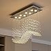 Moooni 8-Lights Modern Rectangular Crystal Chandelier Lighting Wave Raindrop Pendent Flush Mount Ceiling Light Fixture for Dining Room L31.5 x W11.8 x H27.6