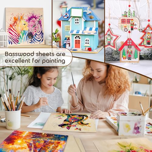 24 Pack 12x12x1/8 Inch Basswood Sheets, MAPRIAL Smooth 3mm Plywood for Laser Cutting, Unfinished Wood Board for Engraving, Wood Burning, Painting, Crafts, Ornaments, Models, Cutter, Engraver, Gifts - Image 8