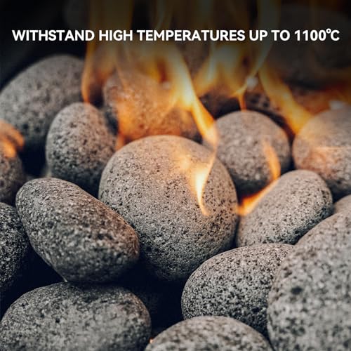 Image of Skyflame 2-3 Inch Natural Tumbled Lava Stones for Fire Pit Fireplace | 15 Pounds, Round Lava Rock Pebbles, Garden Landscaping Decoration, Cultivation of Potted Plants