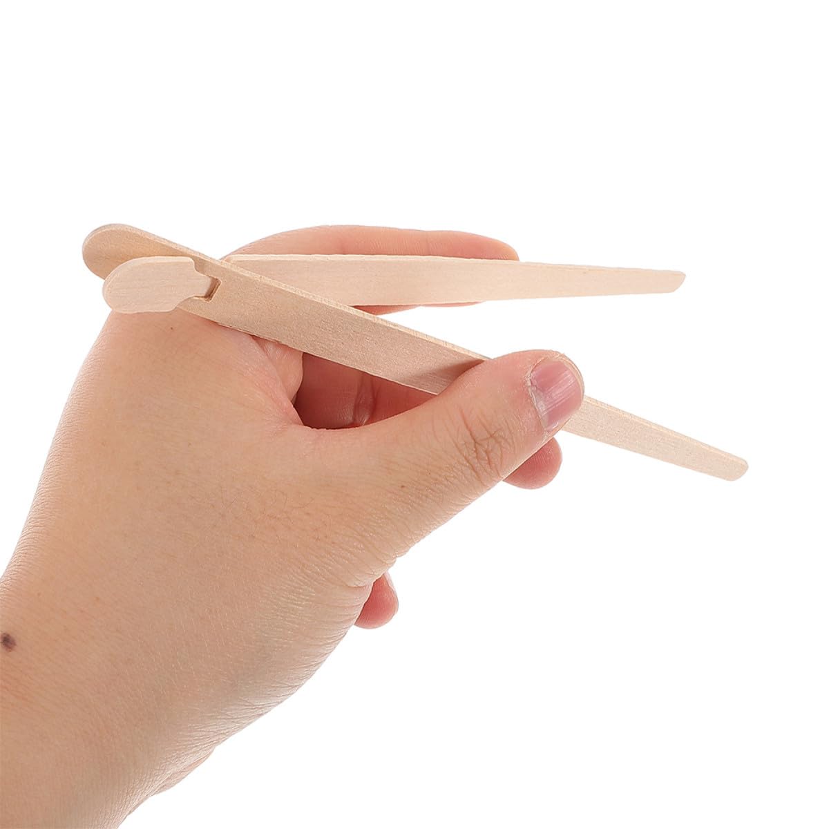 ABOOFAN 200 Paires Pinces Cuisine en Bois Khaki pour Petits Apéritifs et Snacks, Design Plat Élégant, Prise Facile Antidérapante, Usage Quotidien et Repas Variés