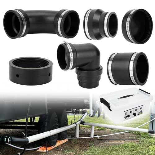 Image of RV and Camper Sewer Waste Plumbing Connection System Kit with Slip Fit Coupling Adapter, for 3inch PVC Pipe RV Sewer Hose Fittings RV Sewer Adapter