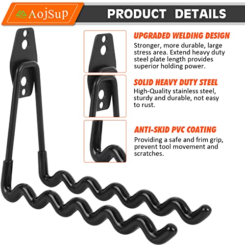 AojSup 12 Stück Wandhaken Garage, Schwerlast Garage Haken, Doppelhaken Garage, Garage Storage Hooks zur Organisation für Leiter, Stuhl, Schlauch, Fahrrädern, Elektrowerkzeugen Sperrigen (Schwarz)