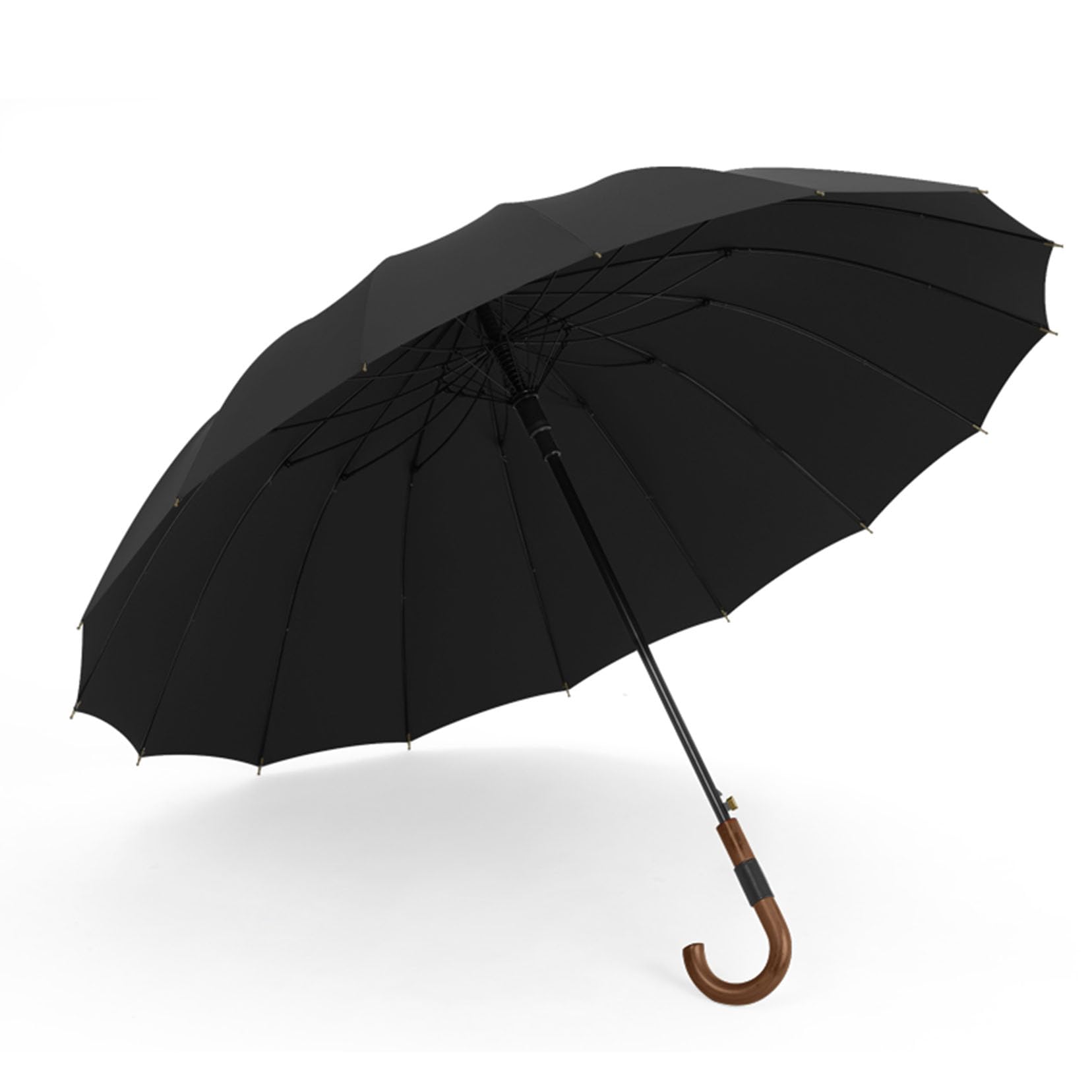 Feste Farbe Großer Regenschirm Windschutz 49 Zoll - Regenschirme Für Regen Mit Holzgriff - Lange Automatische Offene 8 Rippen Strong Stick Regenschirm Mit J Haken Fü green