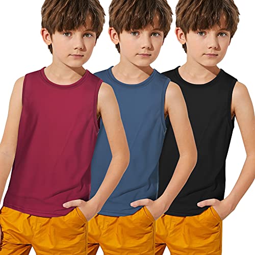 Boyoo Big Boys 3 Pack Active Tank Tops Boys Undershirts Moisture Wicking Youth Athletic Sleeveless T Shirts For 5-16Years #TOP15