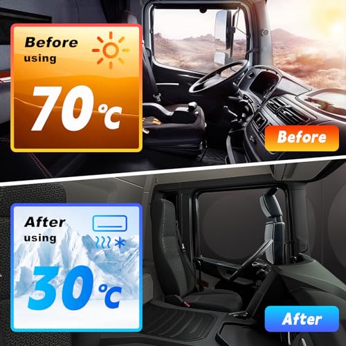 image for Ohleats Semi-Truck Sun Shade, Foldable Front Window Sun Blocker with S