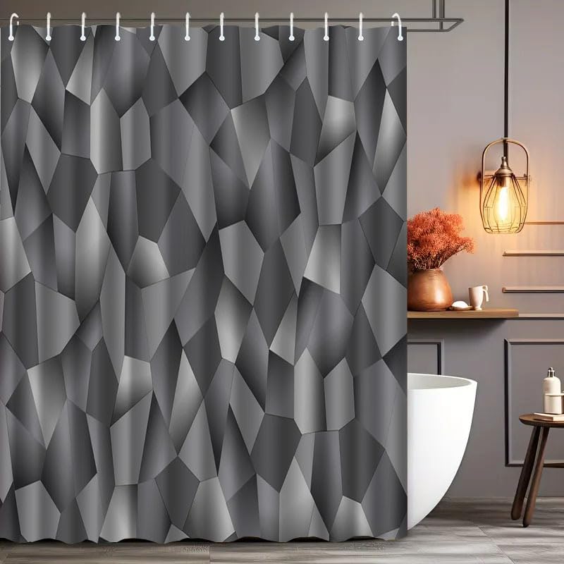 Rideau de douche géométrique 270x220 cm en polyester imperméable