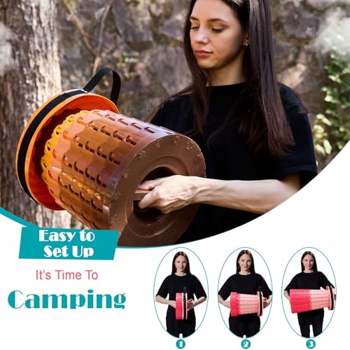 Image of Spisces Upgraded Collapsible Stool with Cushion, 1000 lbs Capacity & 19.7-in High, Wider & Taller Heavy Duty Portable Telescoping Foldable Seat for Adults Camping, Travel, Music Festivals, Outdoors