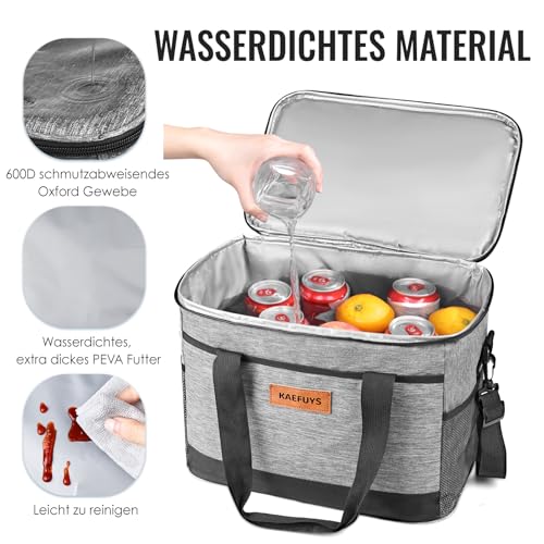 KAEFUYS Kühltasche 33L+14h Kühlung Thermoisoliert Tragbar Faltbar Wasserdicht Groß Picknicktasche für Einkaufen Auto Büro Camping Outdoor Reisen Lebensmitteltransport Proviant Familie Grillen