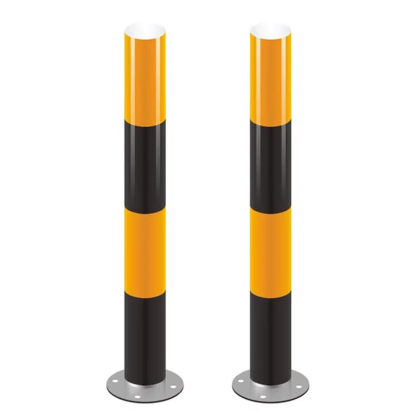 HCZKIUJY Safety Bollard with Reflective Tape, Steel Traffic Delineator Post for Construction and Traffic-Sensitive Areas (Yellow Black 2pcs)