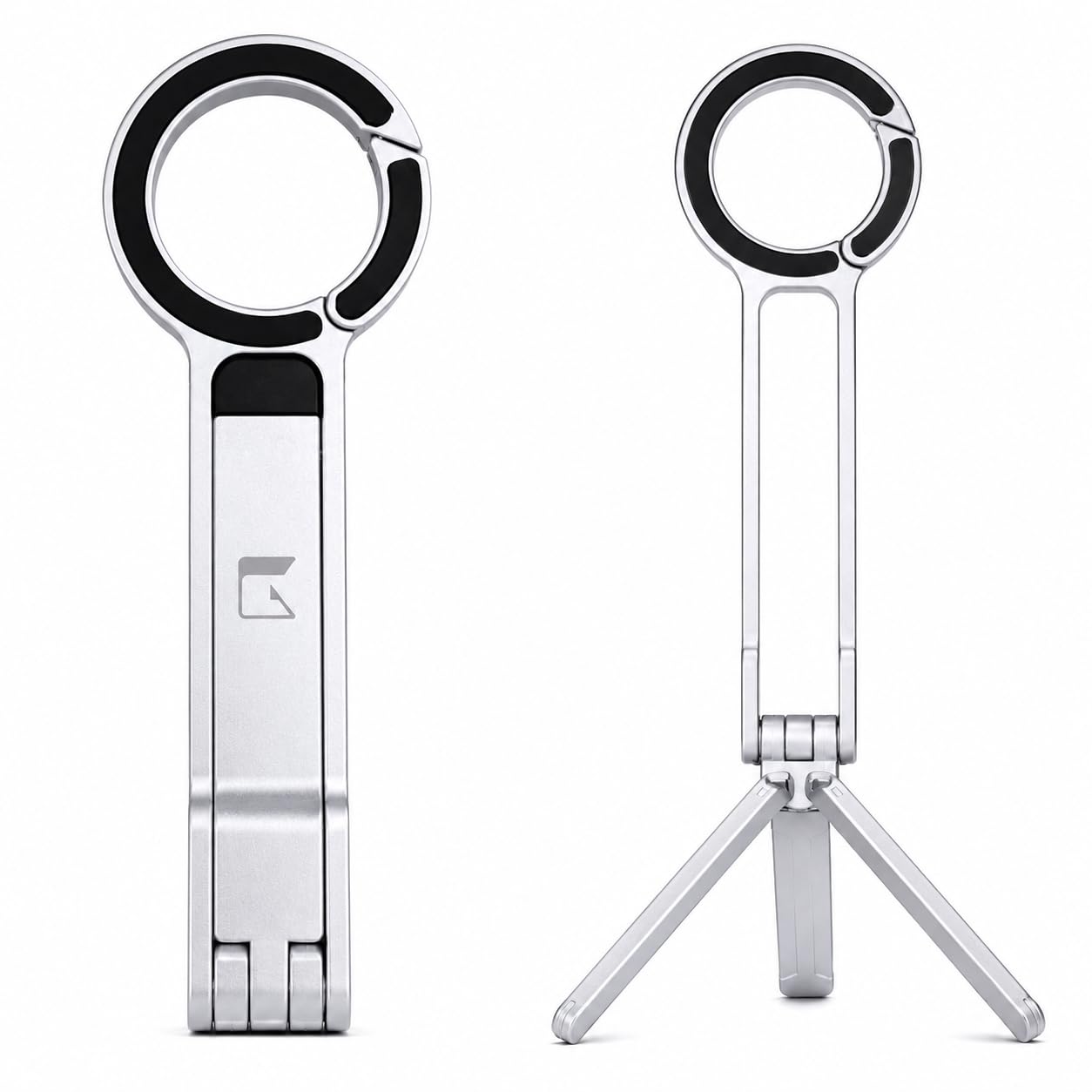 MagTrip Magnetic Phone Stand & Grip | Foldable Tripod Handle for Vlog, Live Streaming & Travel | Compatible with MagSafe, Apple iPhone | Carabiner Hook Design | Silver-picture-25