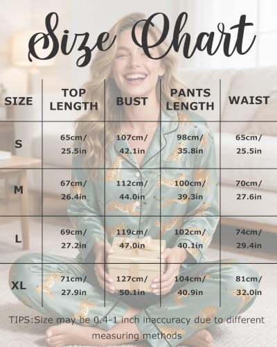 Image of Satin Pajamas for Women Set Long Sleeve Silk Pj Sets for Comfy Sleepwear with Pants Ladies Button Down Lounge Set
