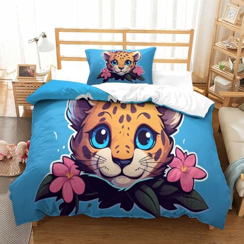 Housses de couettes léopard IOFEER ensemble de literie 3 pièces microfibre 135x200