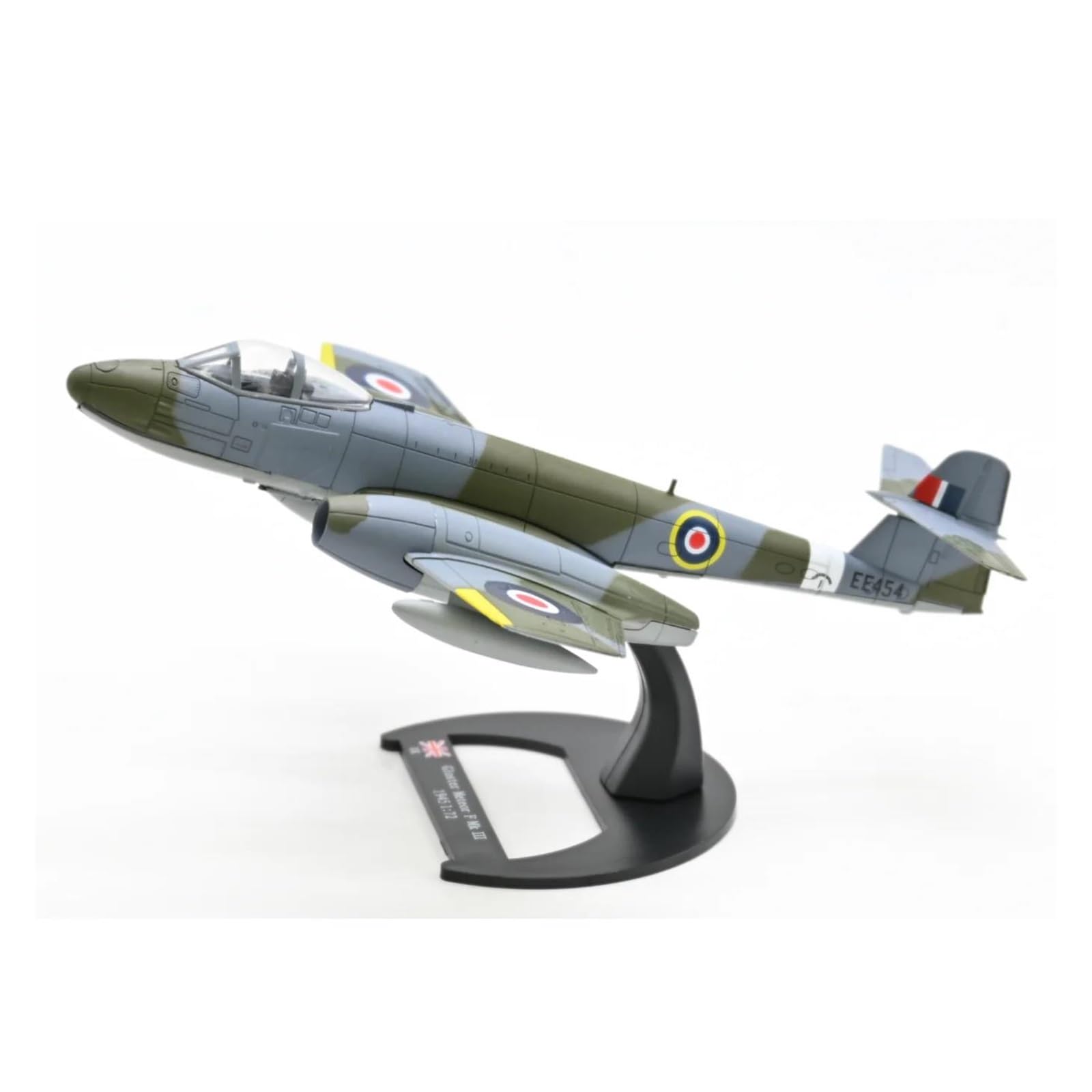 Modelo de avión Gloster Meteor en escala 1/72 decorativo para despachos y salas de lectura