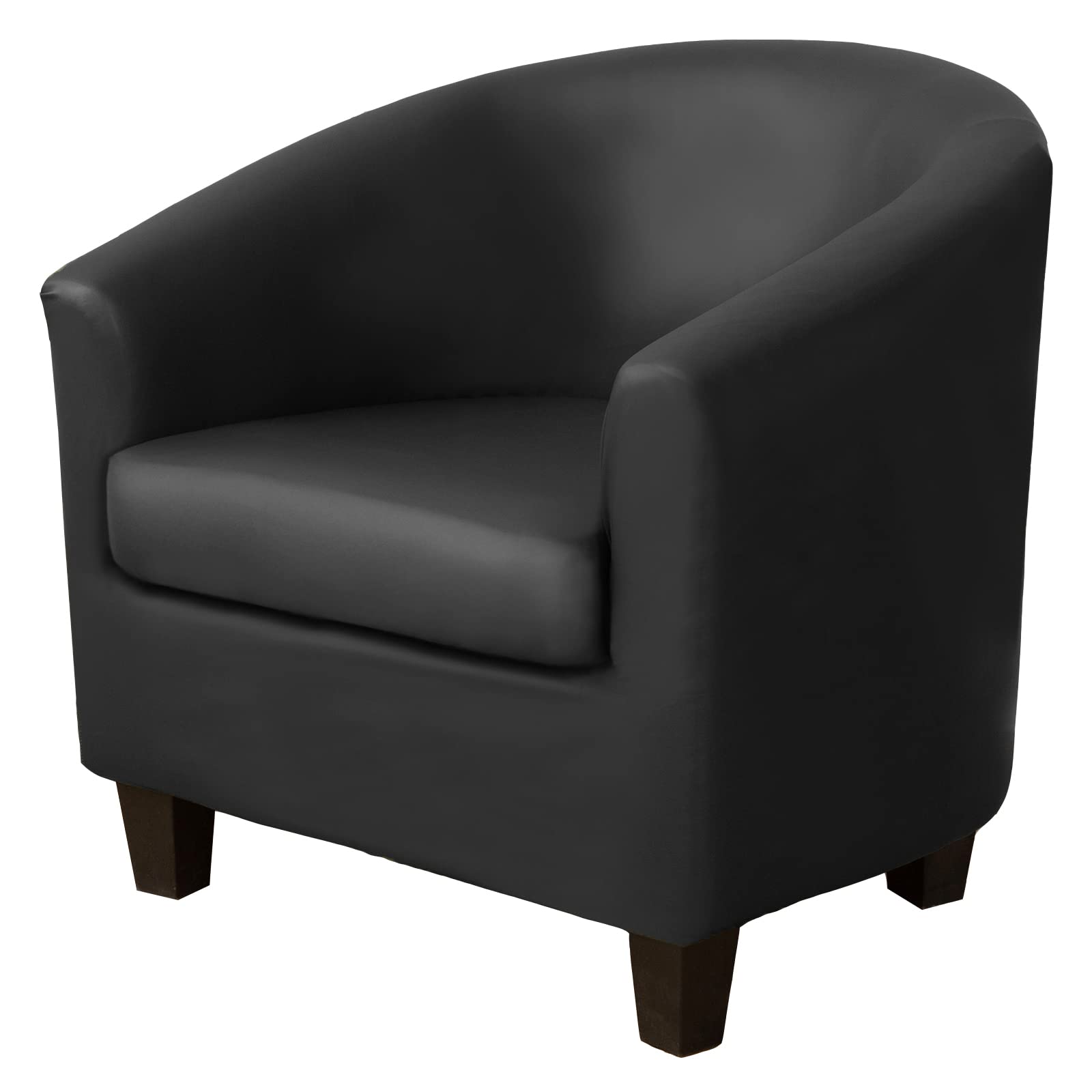 WJHDWYD 2 Pieces Chesterfield Chair Cover PU Leather with Cushion Cover, Elastic Waterproof Cocktail Chair Cover, Removable Armchair Furniture Protector for Living Room(Grigio Scuro)