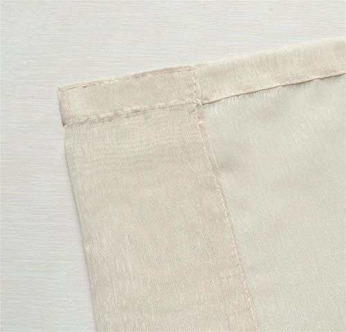 Miuco 2 Panels Grommet Textured Solid Sheer Curtains 84 Inches Long For Bedroom (2 X 54 Wide X 84" Long) Beige #TOP6