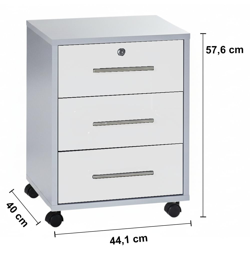 Büromöbel-Set TABOR PRO 2 Schreibtisch Stauraum modern lichtgrau weiß Hochglanz