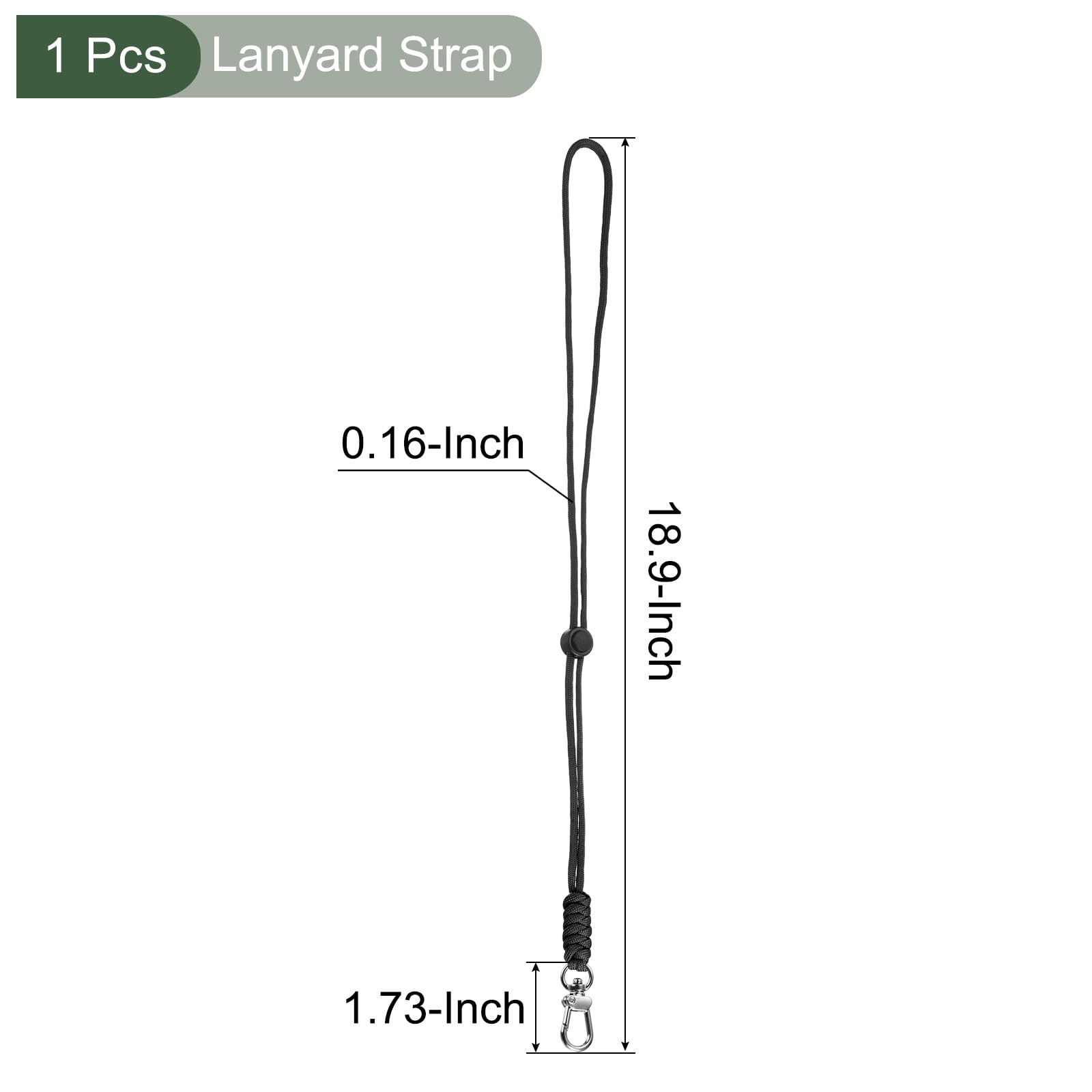 YOKIVE 1 Pcs Paracord Lanyard with Clasps, Necklace Keychain Cord Metal Hooks Straps, Black, 19 Inch - Image 2