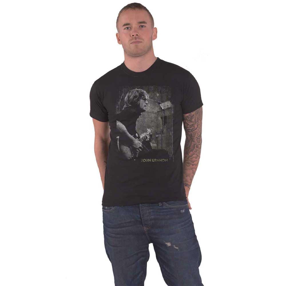 John Lennon Men's Black T Shirt Gibson Portrait Logo Official Xxl