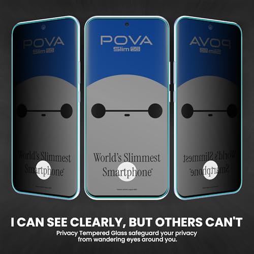 Image of FIRST MART Military-Grade Privacy Tempered Glass for Tecno Pova Slim - 9H Hardness, Edge to Edge, Bubble-Free, Anti-Spy, Anti Peeping [1 Pack]