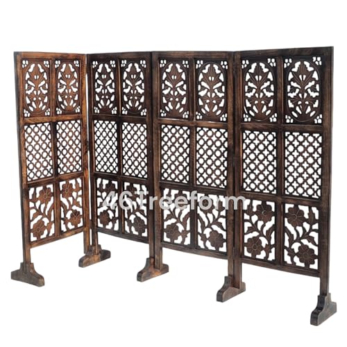 Image of Wooden Room Partition /Screen /Room Divider /Room Separator for Livng Room Bedroom Home Office Restarurant Hallway 20Inches Wide (4 Panel 4 Feet with Stands)