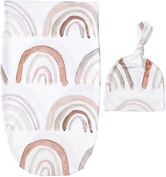 Surakey Nursery,Bedding,Blankets & Swaddlers,Swaddles Surakey Newborn Swaddle Blankets with Sleeping Hat, Muslin Baby Sleep Birth Photo Photography Prop for Boys Girls, Rainbow