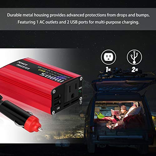 500W DC naar AC Power Converter DC 12V naar 110V 220V AC auto-omvormer met dubbele USB rood - Image 5