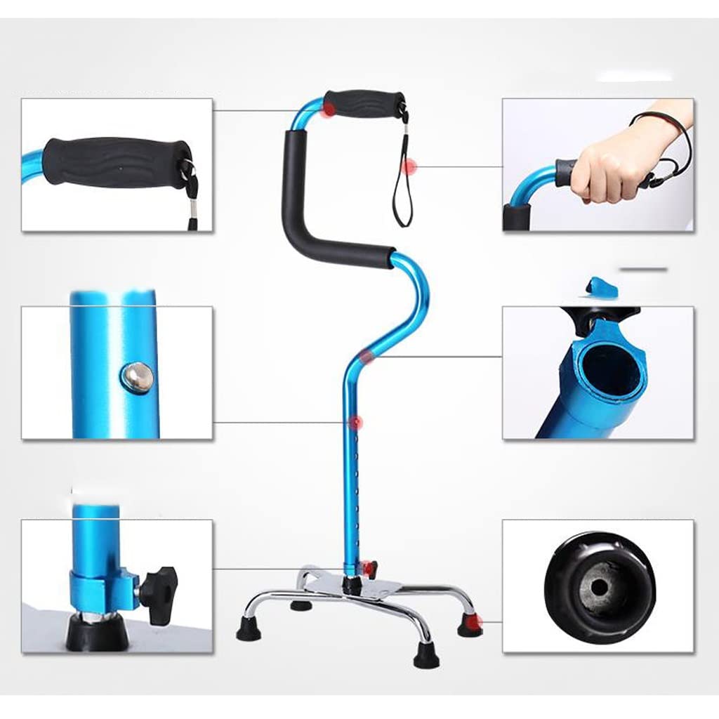 GCX- Muletas Las personas mayores pueden ayudar a levantarse Muletas de cuatro patas Aleación de aluminio Altura ajustable Muletas for ancianos Ocho bastones antideslizantes Firma ( Color : Silver )
