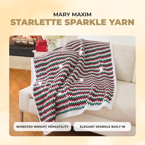 Image of Mary Maxim Starlette Sparkle Yarn, Medium Worsted Weight Yarn for Knitting and Crocheting, Acrylic Polyester Blend for Blankets, Clothing, and Decor, 196 Yards Topaz