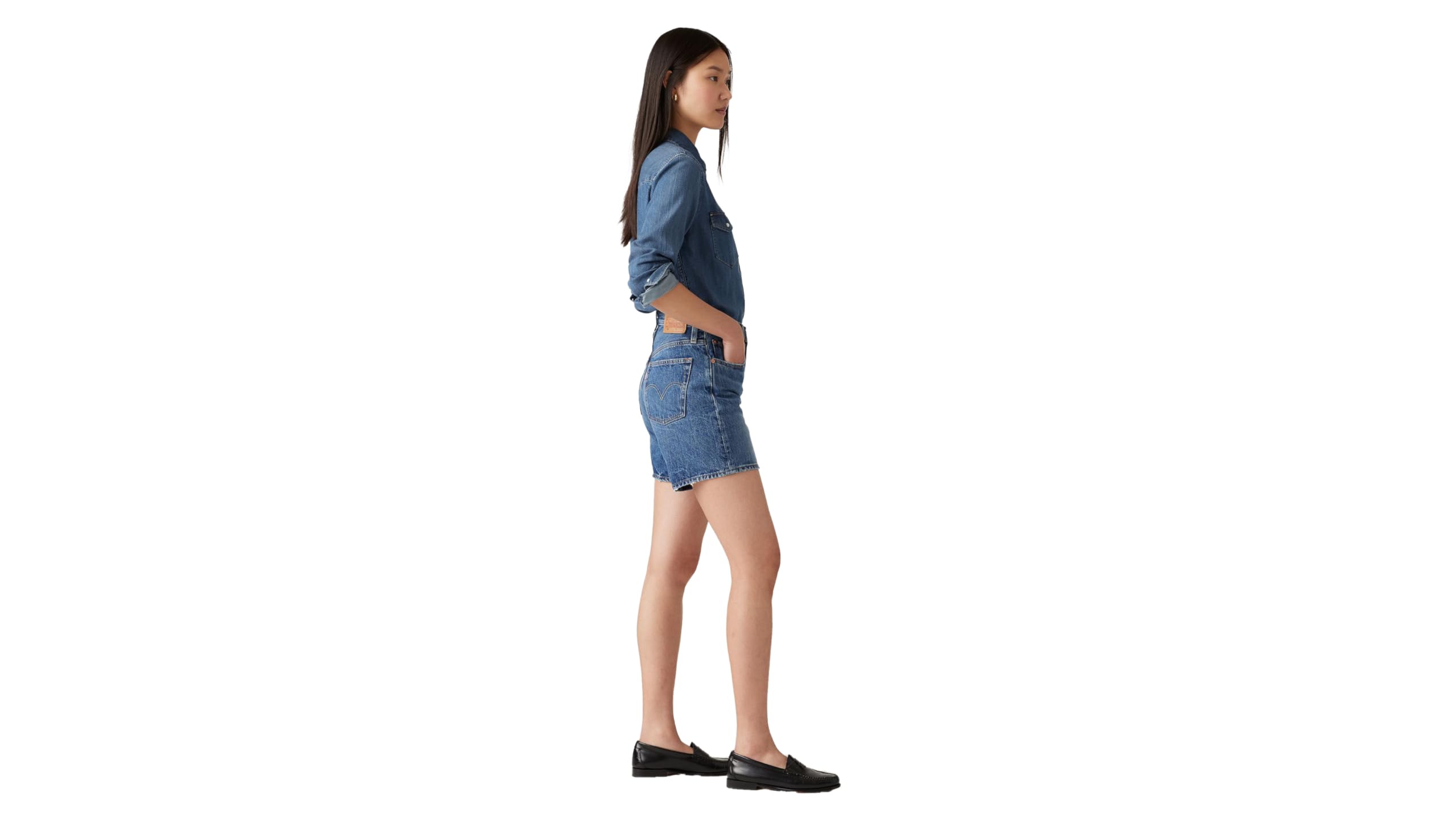 Levi's Damen 501 Mid Thigh Shorts Denim Shorts
