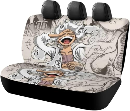 ワンピース ルフィ ギア5 カーシートカバー 車シートカバー 後部座席用 シート保護 おしゃれ カー用品 軽/普通車 汎用 後席クッションカバー 人気 キャラクター 四季通用 誕生日 プレゼント AS120