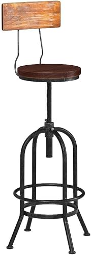 Miniatura 4 de LOKKHAN Taburete de bar industrial de 26 a 32 pulgadas, ajustable, giratorio, de madera, metal, taburete de cocina, rústico, altura de bar, extra