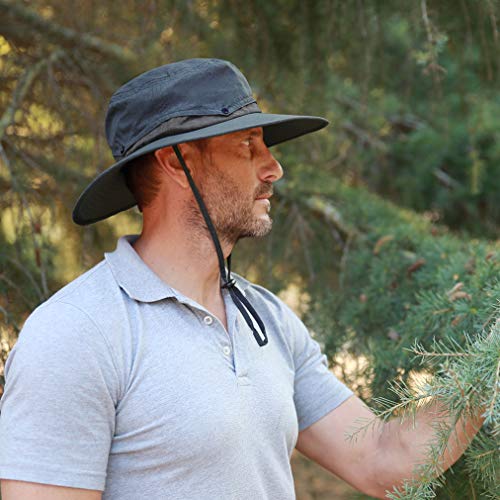 Cooling Hat Wide Brim Sun Hats Safari Boonie Fishing Cap, Removable Bucket Crown #TOP1