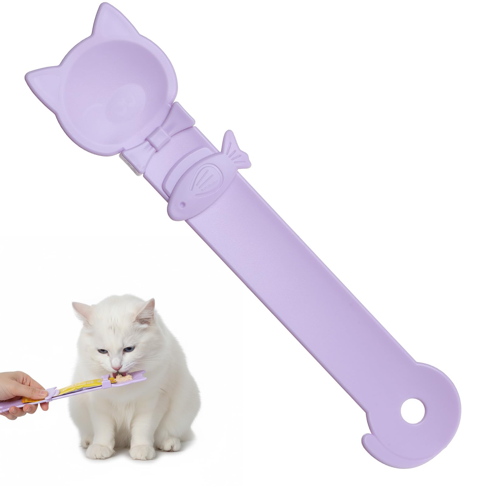 Classicseali Churu Spoon Cats,10.43 X 2.36 In Cute Cat Treat Spoon, Multifunctional Durable Cats Treat Feeder Spoons, Comfortable Grip, Suitable for Cat Liquid Treats and Wet Food, Purple