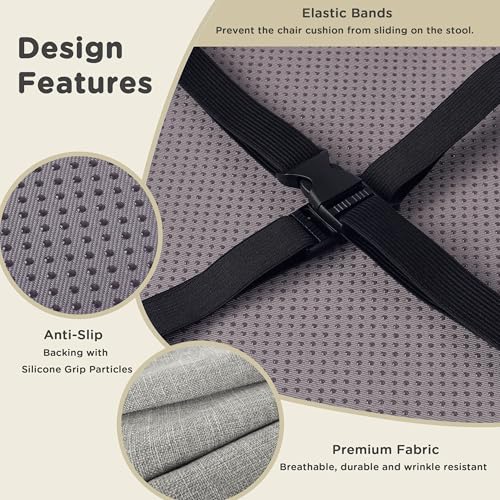 Image of AddGrace Round Bar Stool Cushions 4 Pack Bar Stool Seat Cushion Non Slip Round Chair Pads with Removable and Washable Cover 12x12 Inch Light Grey