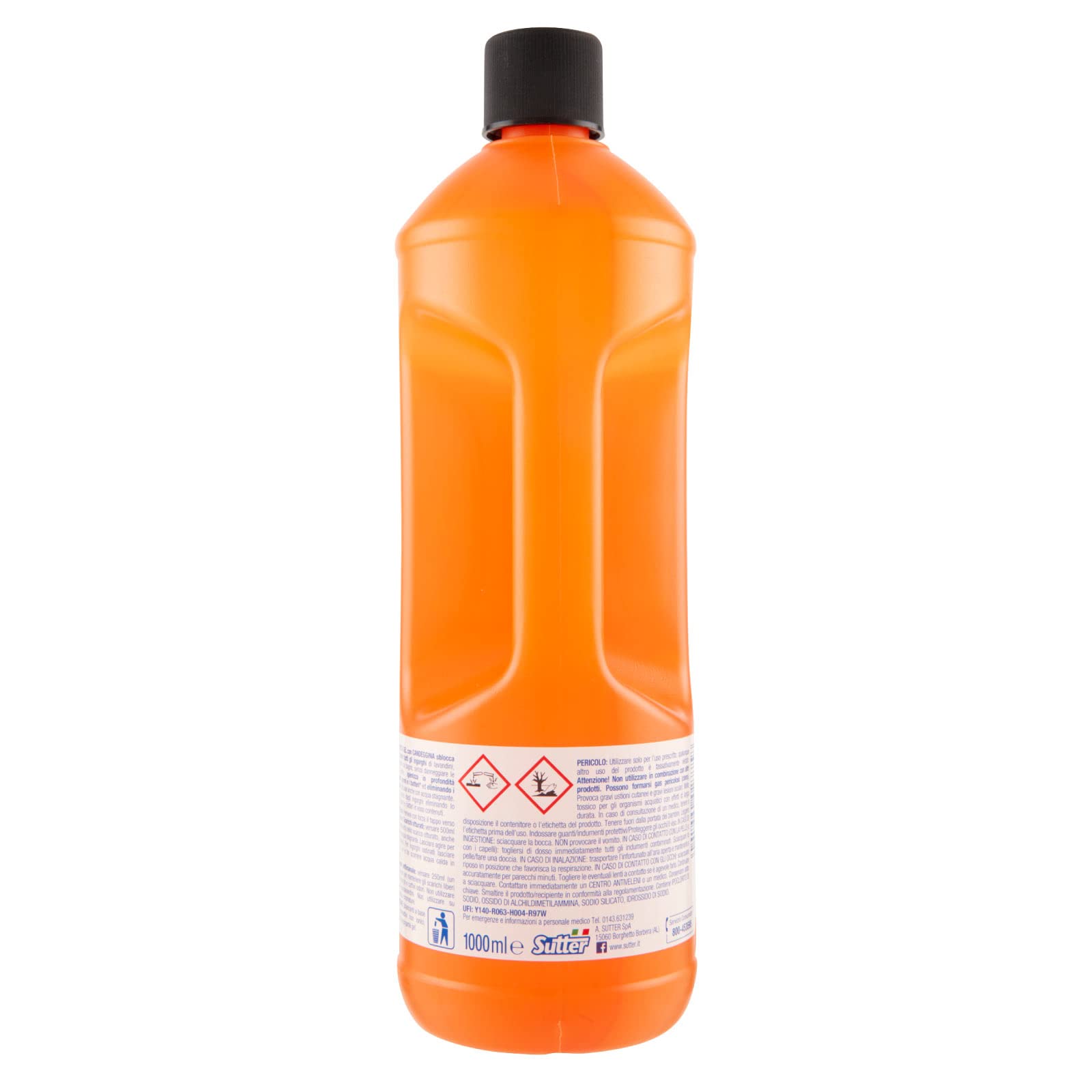 12x Sutter Stura Presto Disgorgante Gel con Candeggina per Scarichi Lavandini e Vasche da Bagno - 12 Flaconi da 1 Litro ognuno