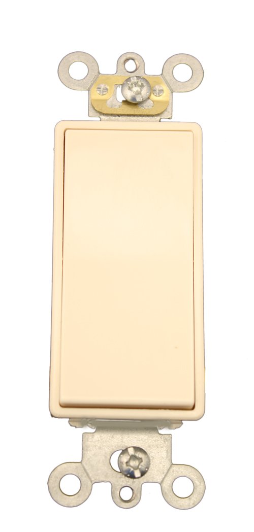 Leviton 15 Amp, 120/277 Volt AC Decora Plus Rocker, Single-Pole, Double Throw, Center OFF, Commercial Grade, Self Grounding, 5657-2T, Light Almond