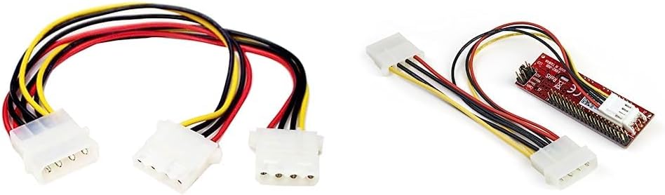 StarTech.com LP4 to 2X LP4 Power Y Splitter Cable M/F - LP4 Splitter & IDE to SATA Hard Drive or Optical Drive Adapter Converter - 40-Pin PATA to 2.5" SATA HDD/SSD/ODD Converter (IDE2SAT2)
