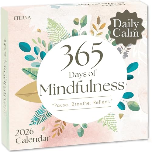 2026 Mindfulness Daily Desktop Calendar | Day To Day Tear Off Calendar with 365 Positive Affirmation Exercises for a Year of Calm Self Care, Box Calendar Gift For Women, Christmas Stocking Stuffer Gift for Home or Office