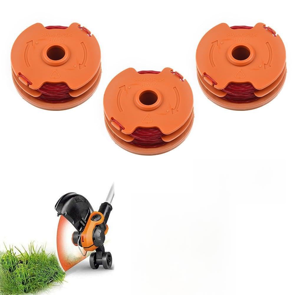 Auratrove 3 Pack Trimmer Spool and Line for for WG100E WG104E WG119E, Compatible with for mcgregor MET6032 MET4530 MET3525 GGT600G, 1.5mm Diameter Replacement Parts