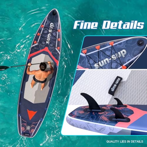 Image of Inflatable Stand Up Paddle Board Extra Wide SUP Board with Removable Fin with Premium SUP Paddle Board Accessories, Wide Stable Design, Non-Slip Comfort Deck for Youth & Adults