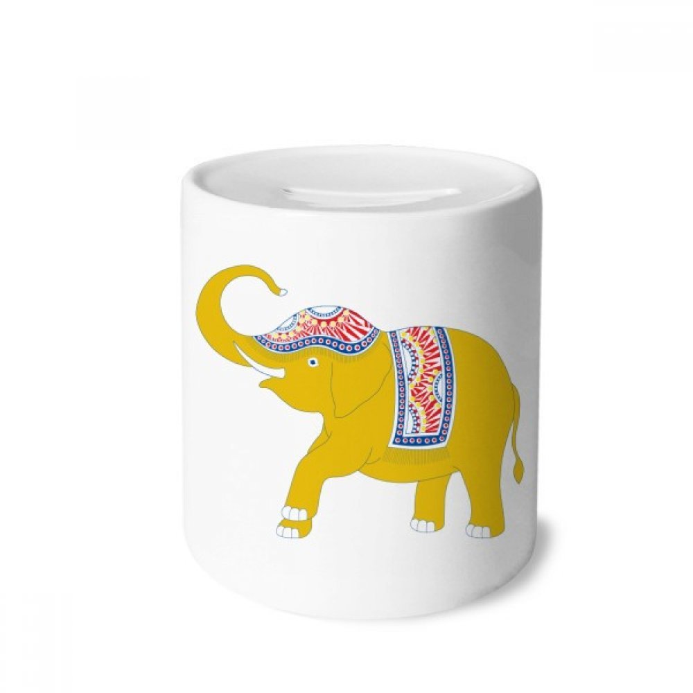 Bestchong Thailand Yellow Elephant Shield Money Box Cerac Coin Case Piggy Bank