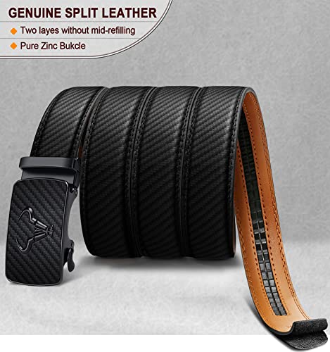 BULLIANT Men's Belt,Brand Ratchet Belt Of Genuine Leather For Gift Men Dress,Size Customized(Black,32"-38" Waist Adjustable) - Image 3