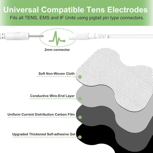 Image of Tens Unit Electrode Pads 4x8 inch for Back Pain Relief Extra Large Butterfly Shaped EMS TENS Pads SM Electrodes Compatible with TENS 7000, AUVON TENS, 2mm Pin Connector- 6 Pcs